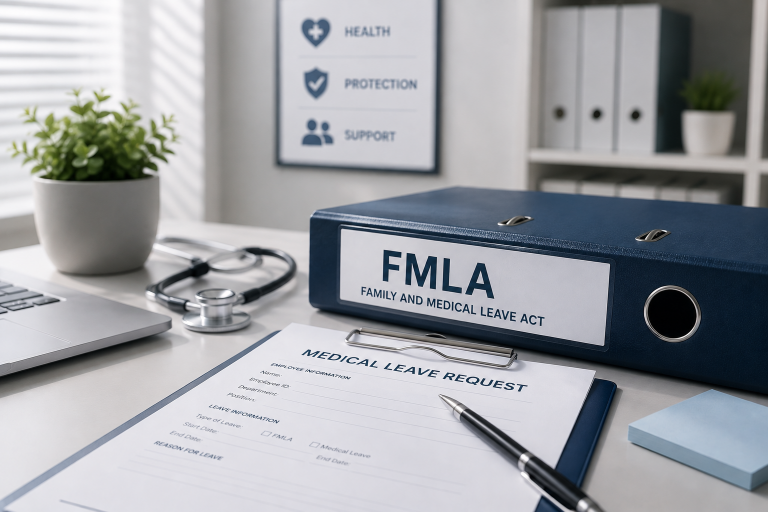 Person completing an FMLA medical leave certification video visit from home